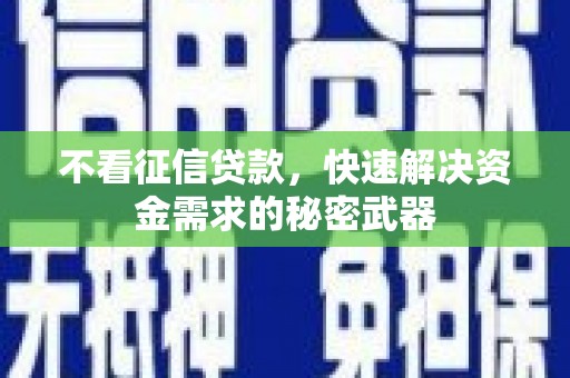 武陵不看征信贷款，快速解决资金需求的秘密武器